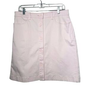 Brooks Brothers Red Fleece Pink Stretch Cotton Sateen Button Front Skirt NWT 10